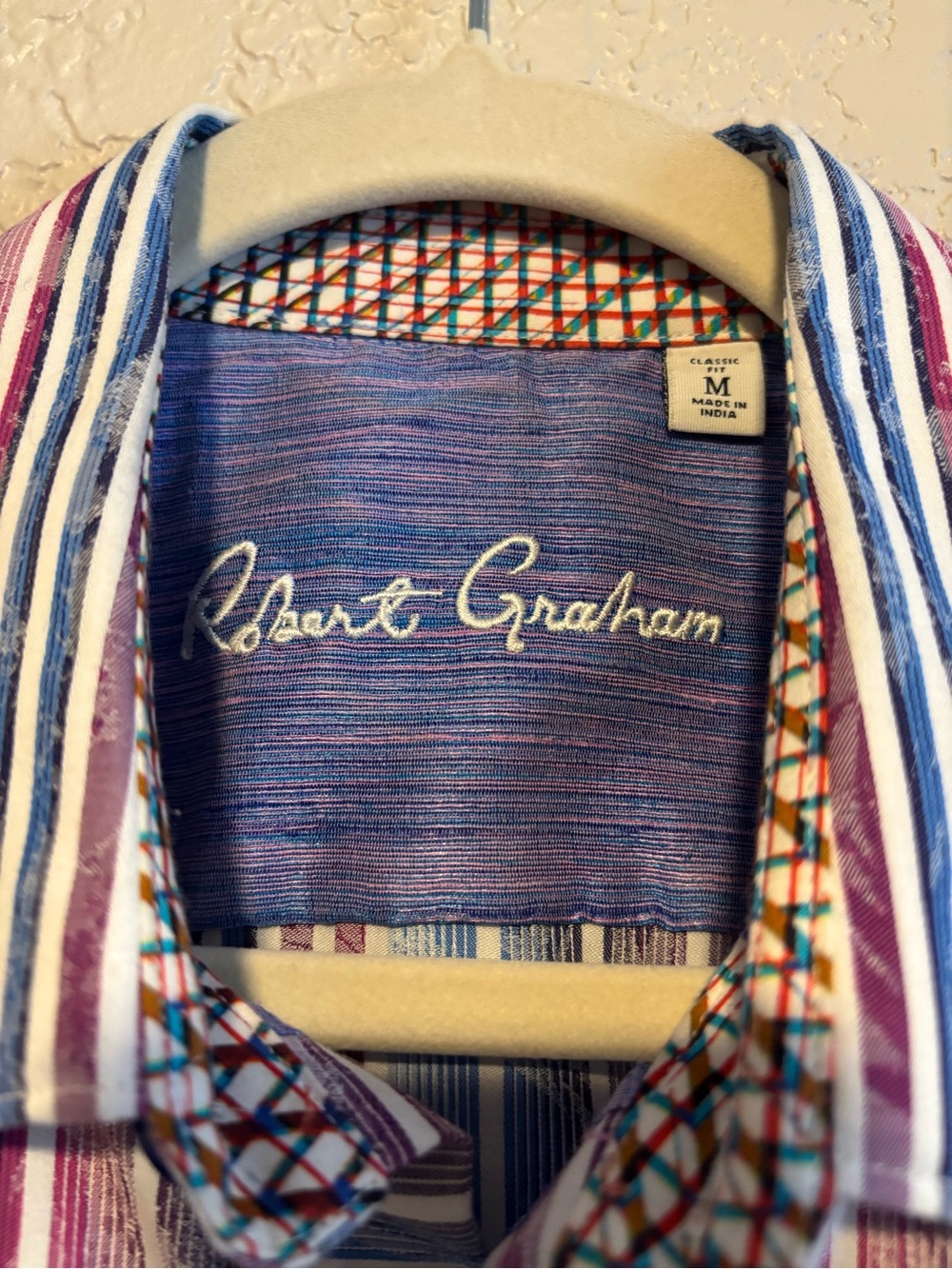 Robert Graham Purple-Blue Multicolor Stripe Dress Shirt